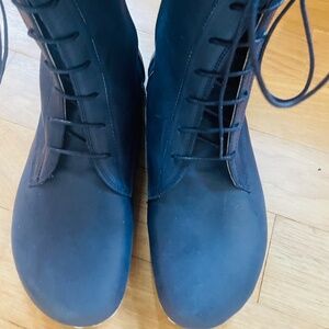 Earthing Blue Leather Boots by HandMadeTurkishShoes